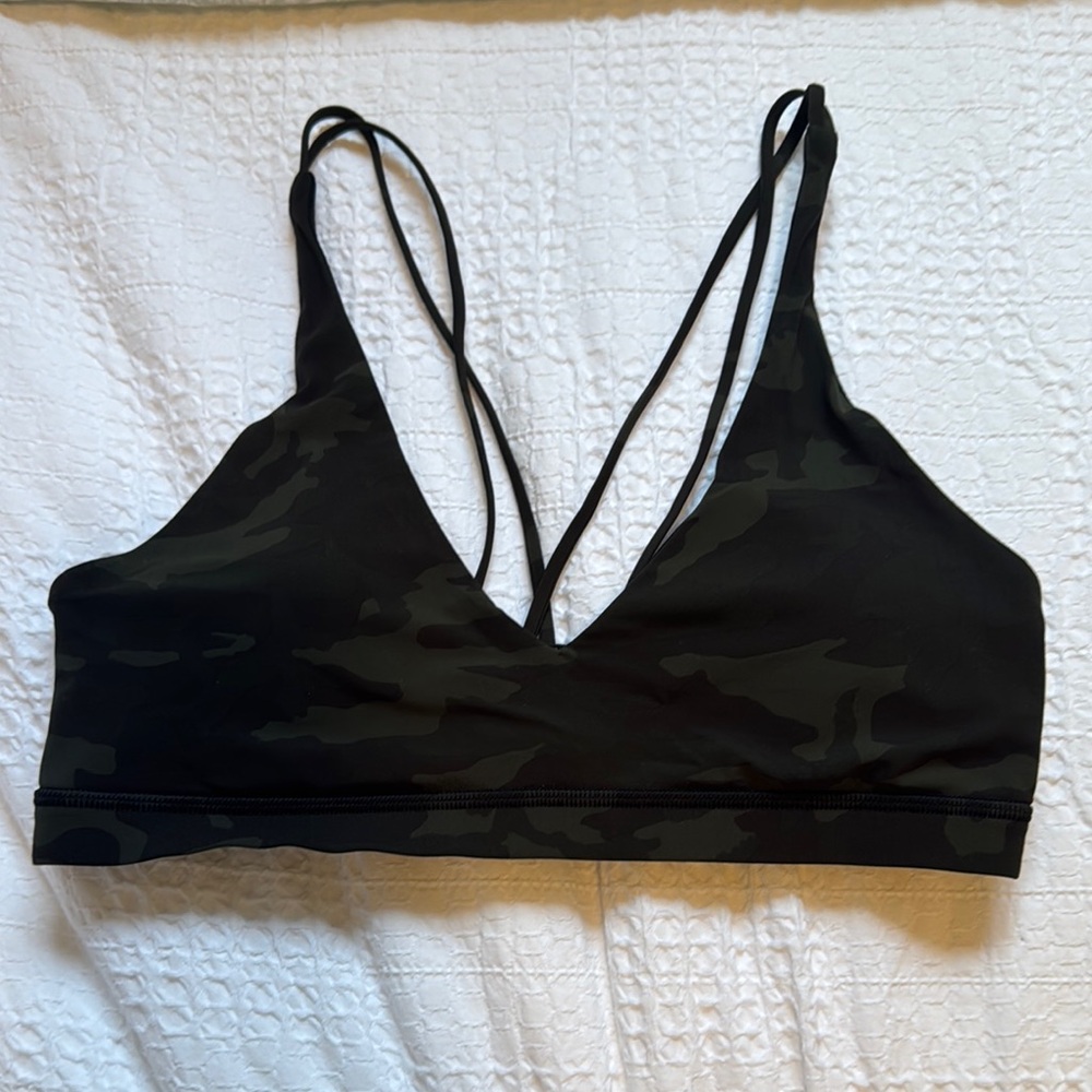Lululemon Green Camouflage Sports Bra